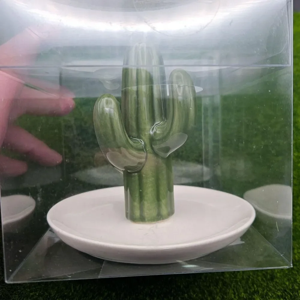 Ceramic Cactus Jewelry Dish Ring Holder
